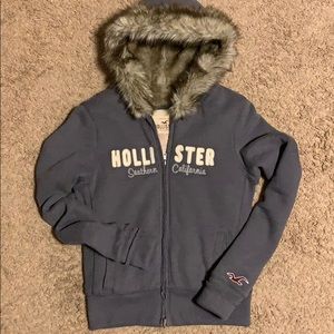 Hollister fur-lined zip up hoodie